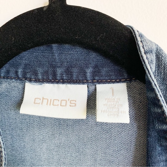 Chico’s Golden Paisley Studded Denim Jacket Ombre Medium - Picture 6 of 10